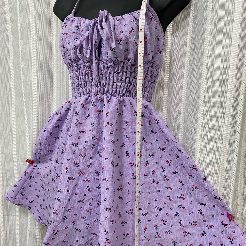 Purple Floral Smocked Spaghetti Strap Sundress Size XS Summer Boho‎ Romantic - Picture 5 of 16